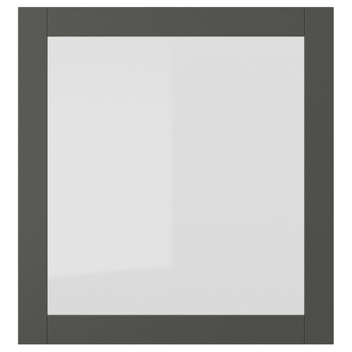 SINDVIK Glass door, dark grey/clear glass, 60x64 cm