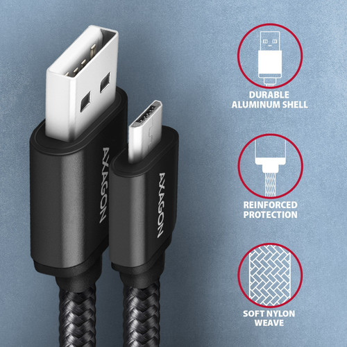 AXAGON USB Cable BUMM-AM15AB cable MicroUSB USB-A 1.