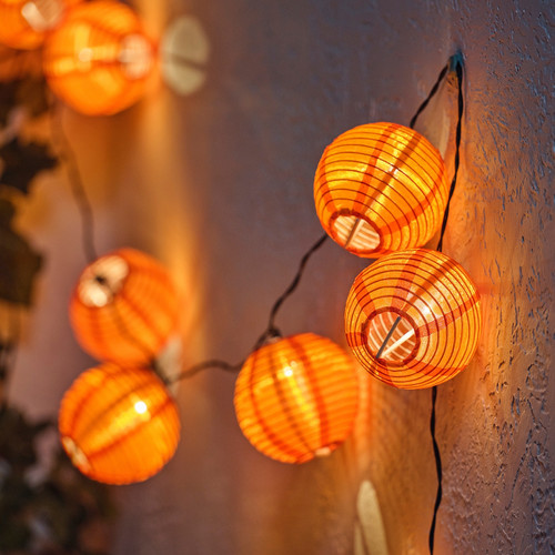 SOLVINDEN LED lighting chain with 12 lights, outdoor/battery-operated orange