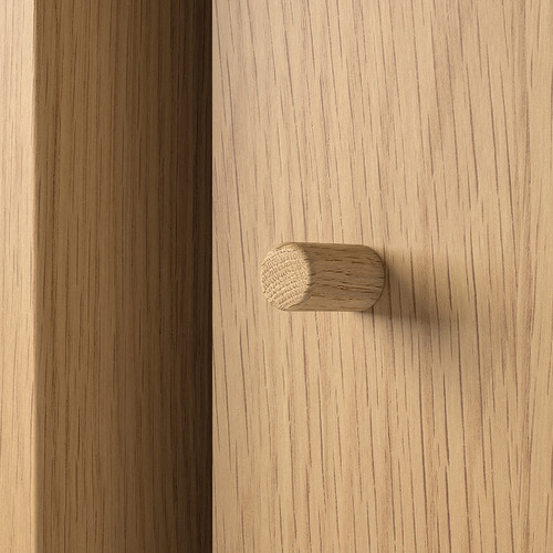 LÅDMAKARE Storage combination w sliding doors, with shelf/oak effect, 81x35x212 cm