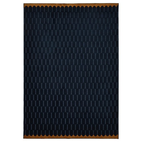 NÖVLING Rug, low pile, dark blue/yellow-brown, 200x300 cm