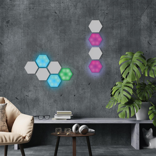 Set of 2 Wall Lamps Hexagonal 8.5x7.5cm, battery-powered