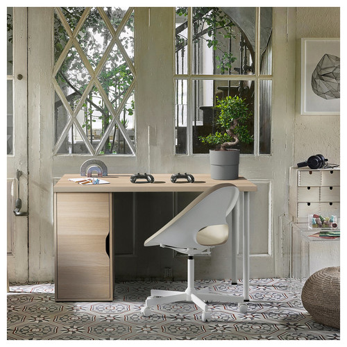 LAGKAPTEN / ALEX Desk, white stained/oak effect white, 120x60 cm
