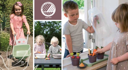 Dantoy Green Garden Wheelbarrow & Garden Accessories 2+
