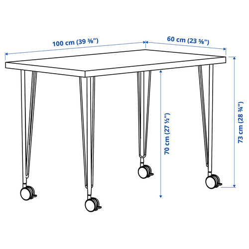 LINNMON / KRILLE Desk, white stained oak effect/black, 100x60 cm