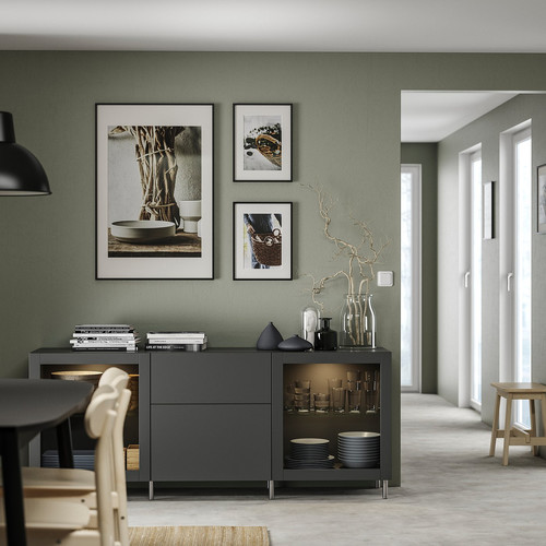 BESTÅ Storage combination with drawers, dark grey Lappviken/Sindvik dark grey, 180x42x74 cm